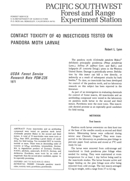 PACIFIC SOUTHWEST Forest and Range Experiment St Ation