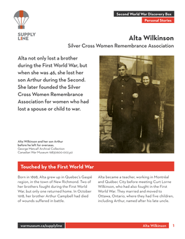 Alta Wilkinson Silver Cross Women Remembrance Association