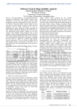 Software Used in Slope Stability Analysis Tejas D