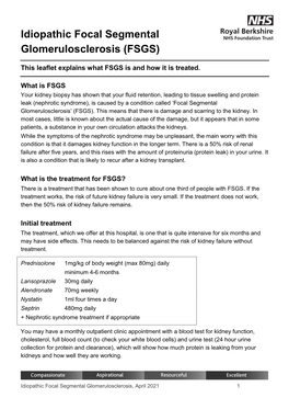 Idiopathic Focal Segmental Glomerulosclerosis (FSGS)