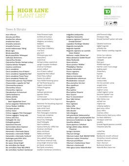 High Line Plant List Stay Connected @Highlinenyc