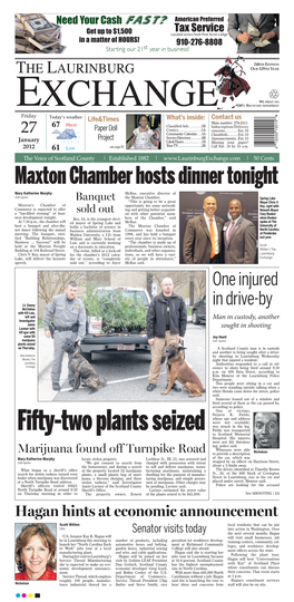 Maxton Chamber Hosts Dinner Tonight Mary Katherine Murphy Mcrae, Executive Director of Staff Reporter Banquet the Maxton Chamber