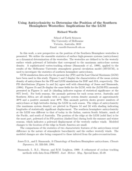 Using Anticyclonicity to Determine the Position of the Southern Hemisphere Westerlies: Implications for the LGM