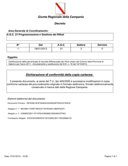 Certificazione Della Percentuale Di Raccolta Differenziata Dei Rifiuti