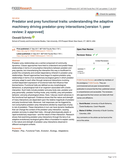 Predator and Prey Functional Traits