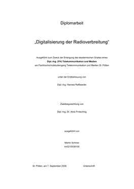 „Digitalisierung Der Radioverbreitung“