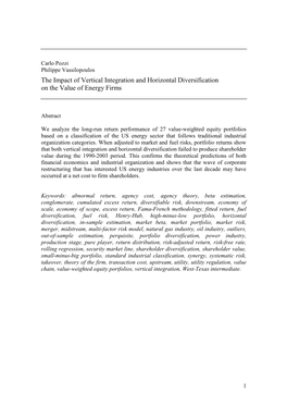 The Impact of Vertical Integration and Horizontal Diversification on the Value of Energy Firms