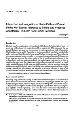 H. Chongloi, "Interaction and Integration of Hindo Faith And