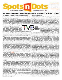 Tv Powering Consumer Retail Habits, Survey Says