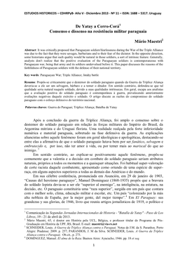 Consenso E Dissenso Na Resistência Militar Paraguaia Mário Maestri