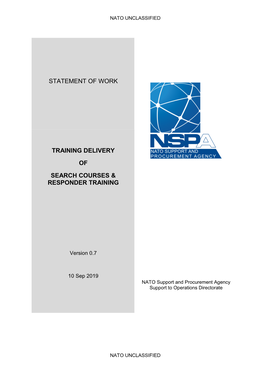 Statement of Work Training Delivery of Search Courses & Responder Training