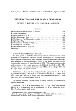 Deformations of the Scalar Curvature Arthur E