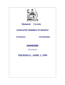 Hansard Thursday, April 1, 1999