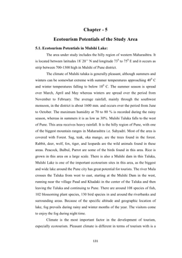 Chapter - 5 Ecotourism Potentials of the Study Area