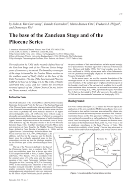 The Base of the Zanclean Stage and of the Pliocene Series