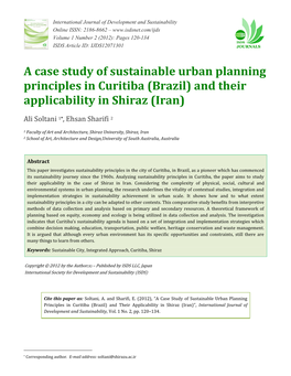 A Case Study of Sustainable Urban Planning Principles in Curitiba (Brazil) and Their Applicability in Shiraz (Iran)