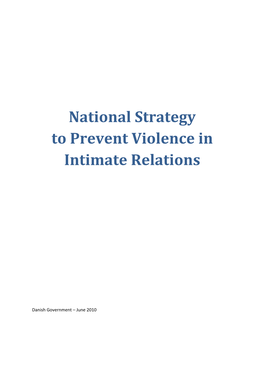 National Strategy to Prevent Violence in Intimate Relations