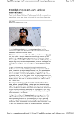 Sparklehorse Singer Mark Linkous Remembered | Music | Guardian.Co.Uk Page 1 of 2