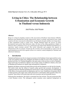 The Relationship Between Urbanization and Economic Growth in Thailand Versus Indonesia