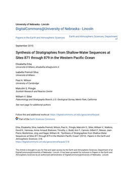 Synthesis of Stratigraphies from Shallow-Water Sequences at Sites 871 Through 879 in the Western Pacific Ocean