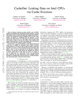 Cacheout: Leaking Data on Intel Cpus Via Cache Evictions