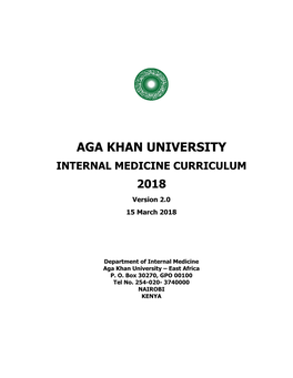 INTERNAL MEDICINE CURRICULUM 2018 Version 2.0 15 March 2018