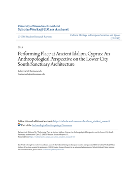 Performing Place at Ancient Idalion, Cyprus: an Anthropological Perspective on the Lower City South Sanctuary Architecture Rebecca M