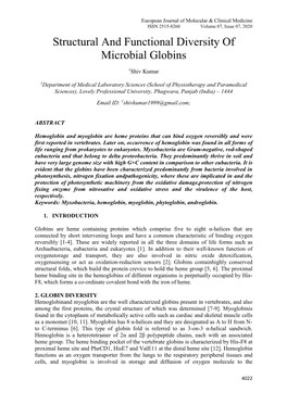 Structural and Functional Diversity of Microbial Globins