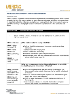 What Did American Faith Communities Stand For?