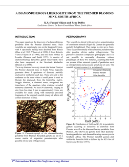 A Diamondiferous Lherzolite from the Premier Diamond Mine, South Africa