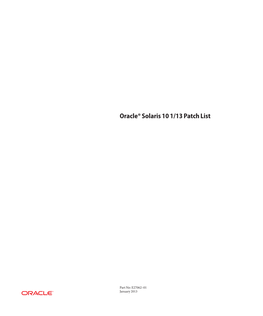 Oracle Solaris 10 113 Patch List