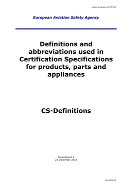 CS-Definitions / Amendment 2