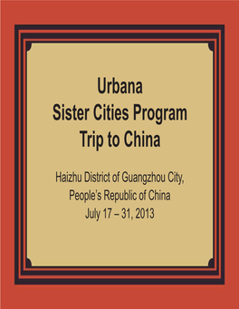 Urbana Sister Cities Program Trip to China