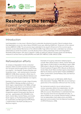 Reshaping the Terrain Forest and Landscape Restoration in Burkina Faso 1