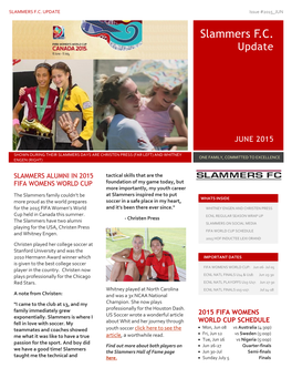 SLAMMERS F.C. UPDATE Issue #2015 JUN