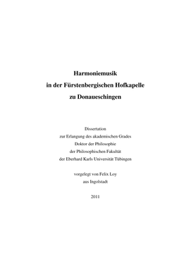 Harmoniemusik in Der Fürstenbergischen Hofkapelle Zu Donaueschingen