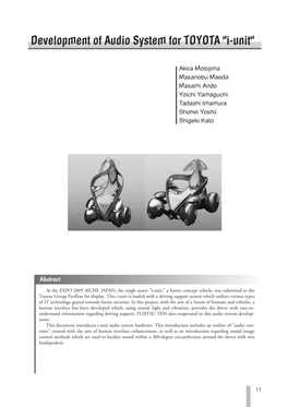 Development of Audio System for TOYOTA "I-Unit"