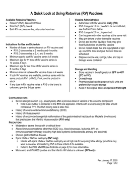 A Quick Look at Using Rotavirus (RV) Vaccines