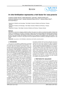 R J M E EVIEW Romanian Journal of R Morphology & Embryology