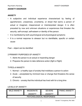 Anxiety Disorder Anxiety Disorder