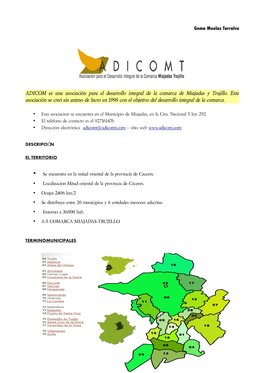 Gema Muelas Torralvo ADICOM Es Una Asociación Para El Desarrollo