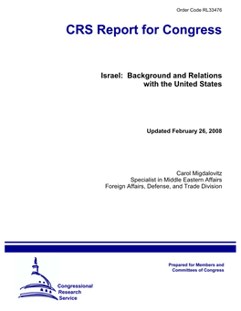 Israel: Background and Relations with the United States