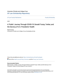 Journey Through COVID-19: Donald Trump, Twitter, and the Secrecy of U.S