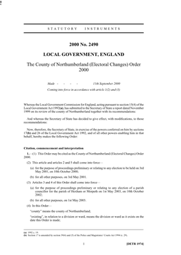 2000 No. 2490 LOCAL GOVERNMENT, ENGLAND The