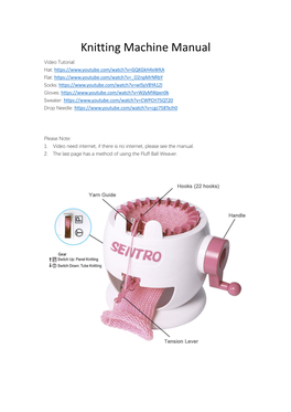 Knitting Machine Manual