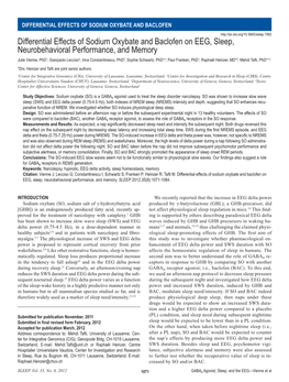 Differential Effects of Sodium Oxybate and Baclofen on EEG