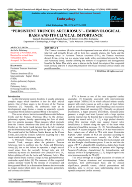 Persistent Truncus Arteriosus