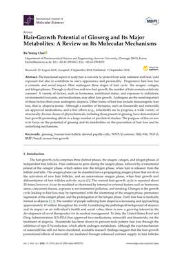 Hair-Growth Potential of Ginseng and Its Major Metabolites: a Review on Its Molecular Mechanisms