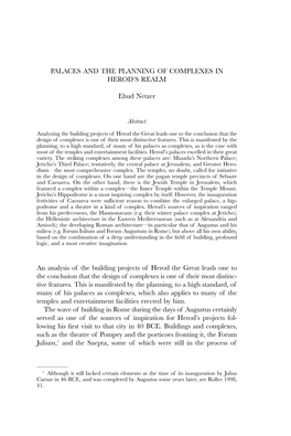 Palaces and the Planning of Complexes in Herod's Realm
