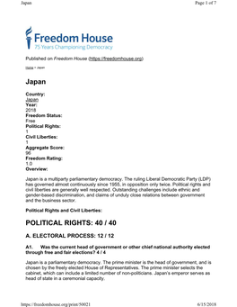 Freedom of the World 2018 Japan